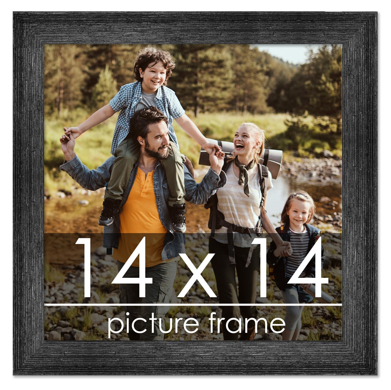 14x14 Wide Barnwood Picture Frame with UV-Resistant Acrylic & Acid Free Backing, Available in 6 Paint Finishes - Grey, Brown, White, and Black
